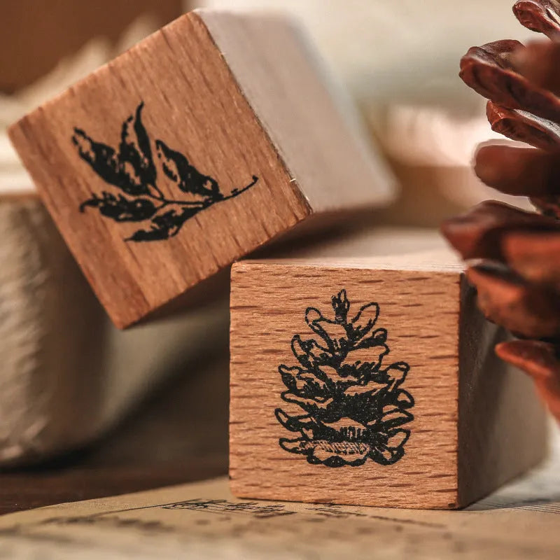 Mr Paper wooden seal stamp set with seven stamps for decorative painting and journal crafts
