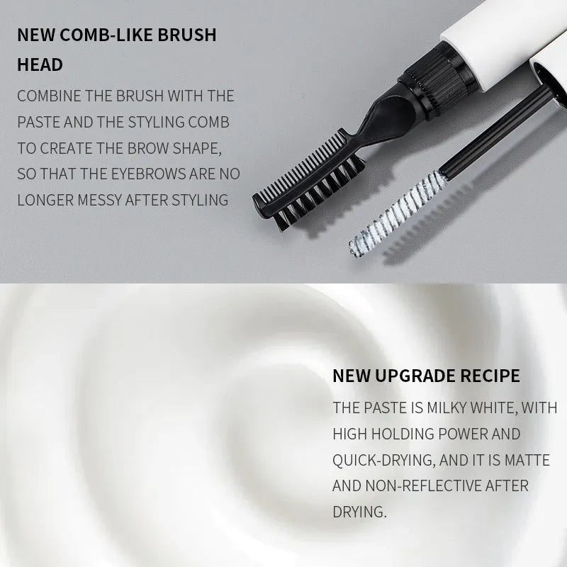 Eyebrow shaping glue with application brush in white and pink colour options
