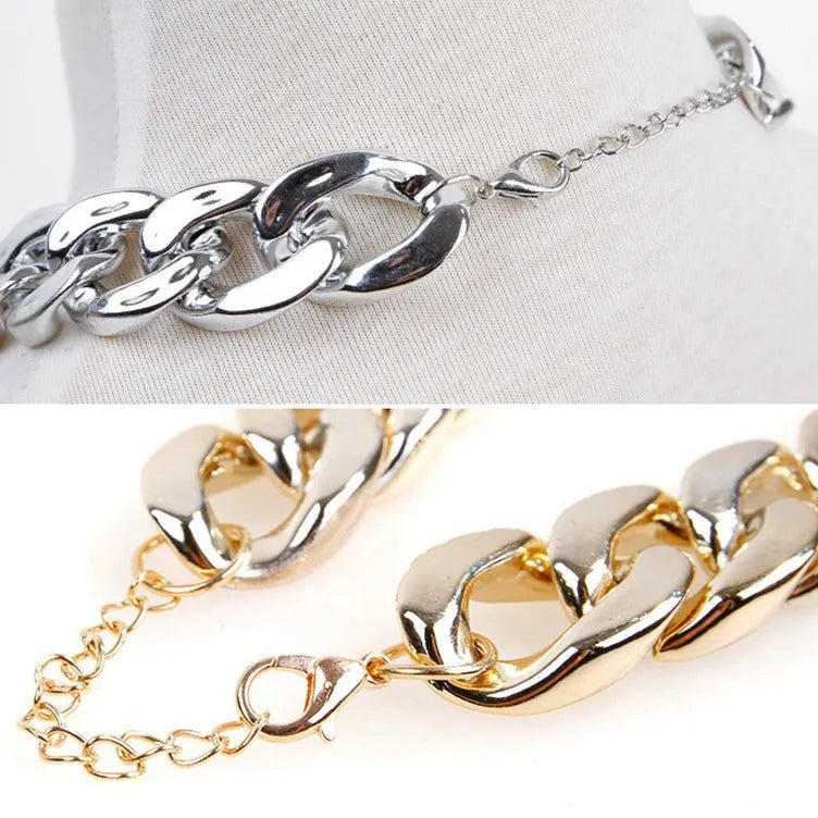 Gold colour chain dog collar with buckle for small to medium sized dogs on adjustable setting