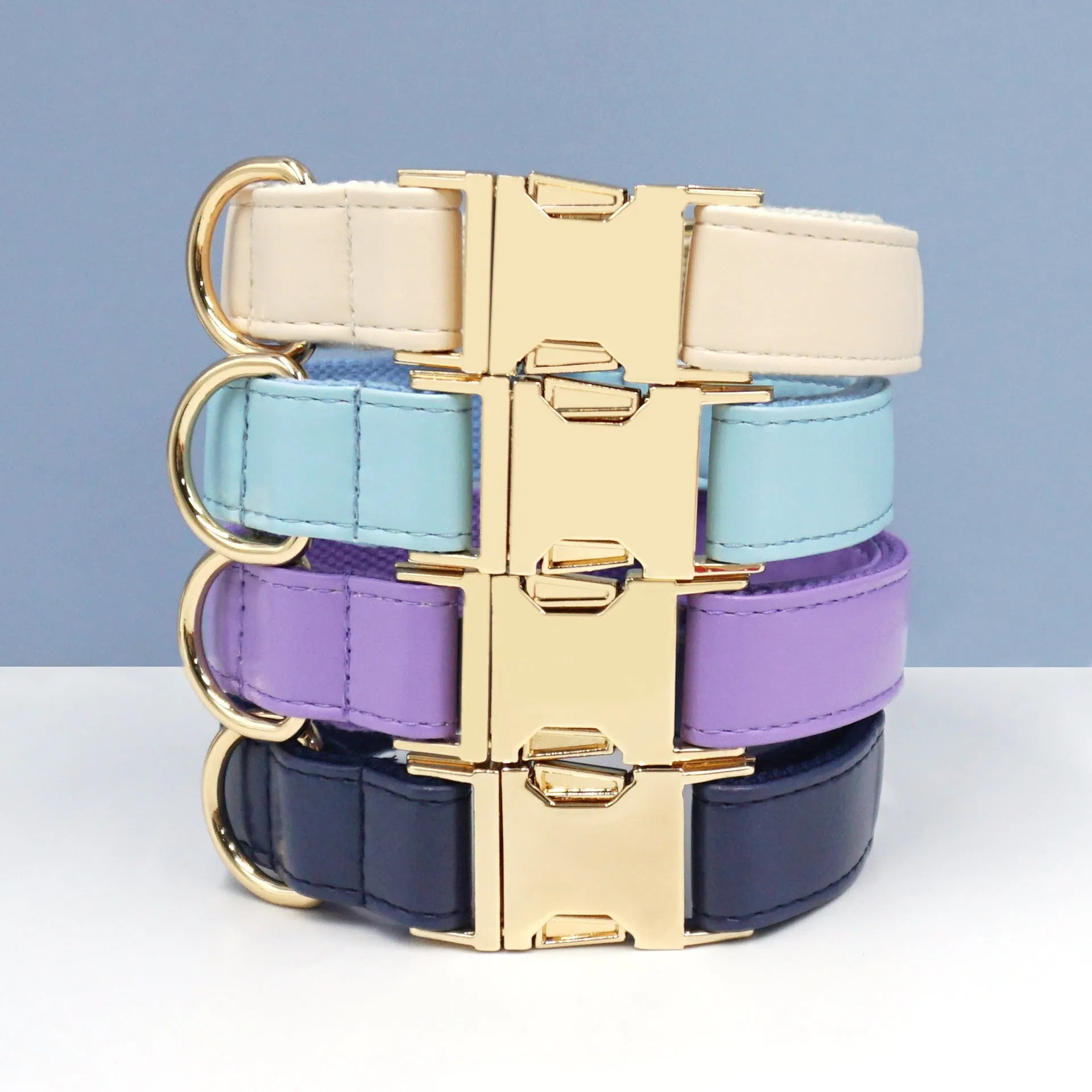 Simple colour blocking velvet leather dog collar in caramel colour with size tag