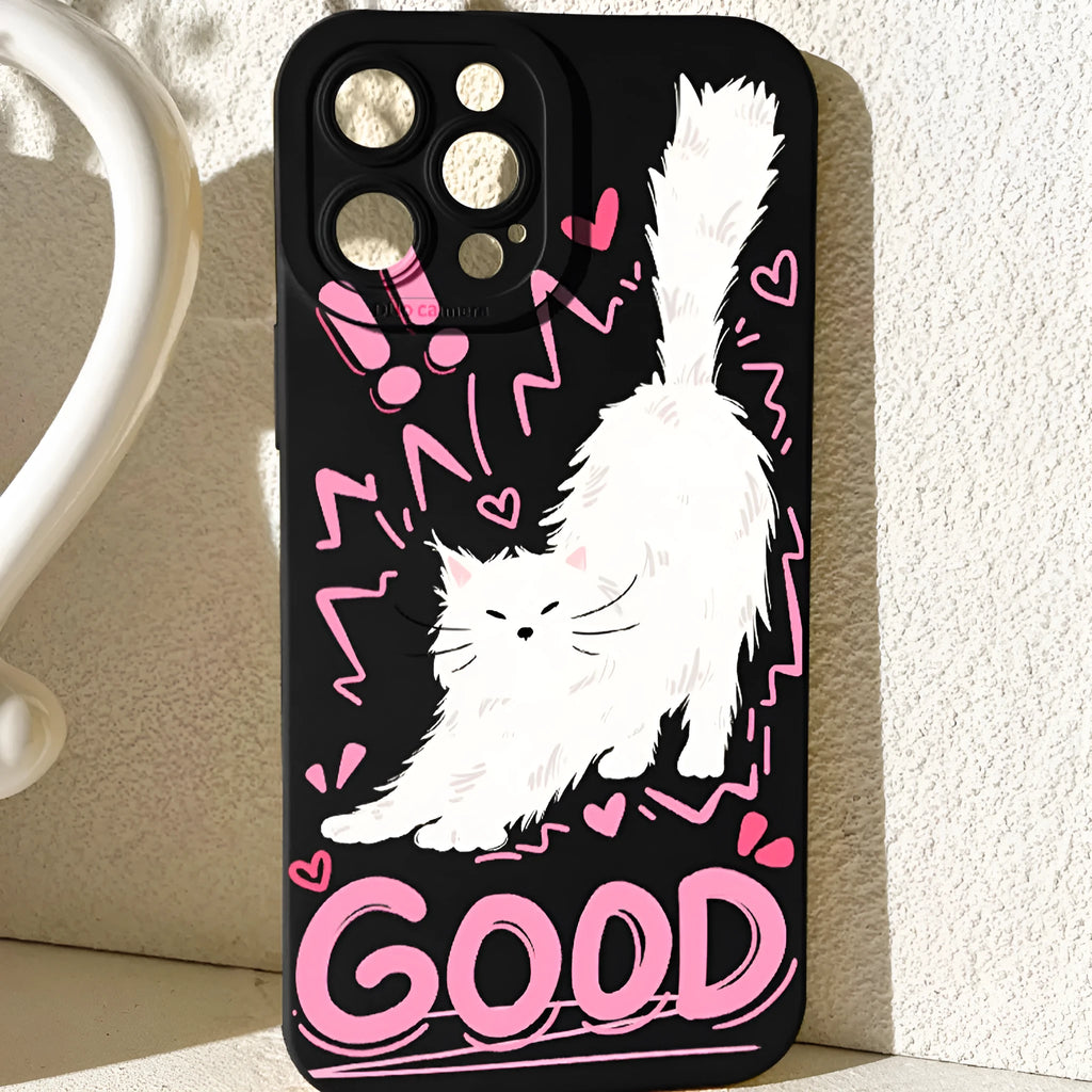 Cartoon animal printed TPU phone case for iPhone with anti-drop protection, available in multiple colours