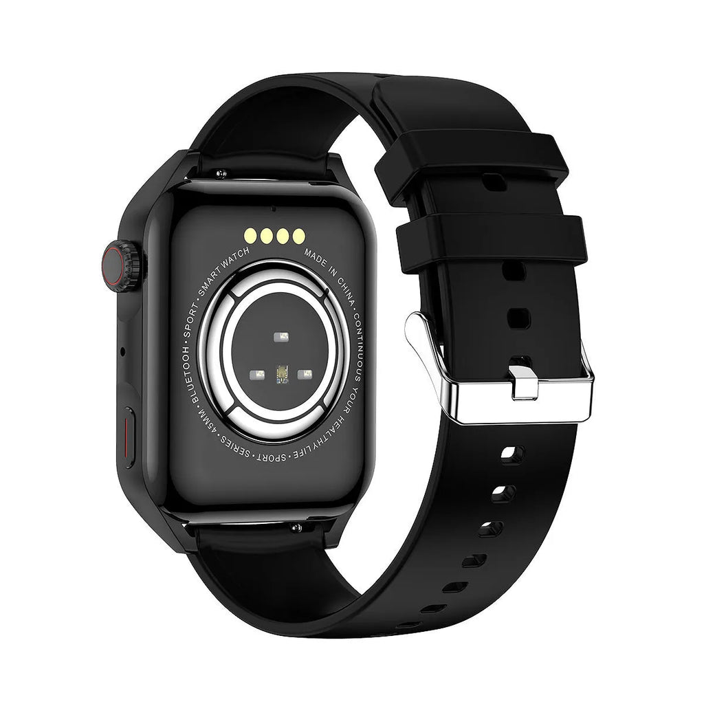 Smart watch with 1.8-inch AMOLED display on silicone wrist strap showing multi-dial screen