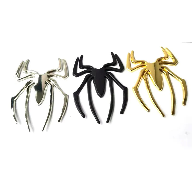 Three-dimensional zinc alloy metal spider sticker for car bumpers in gold colour