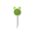 Self-cleaning cat grooming comb with stainless steel blades in greenish white or orange white colours