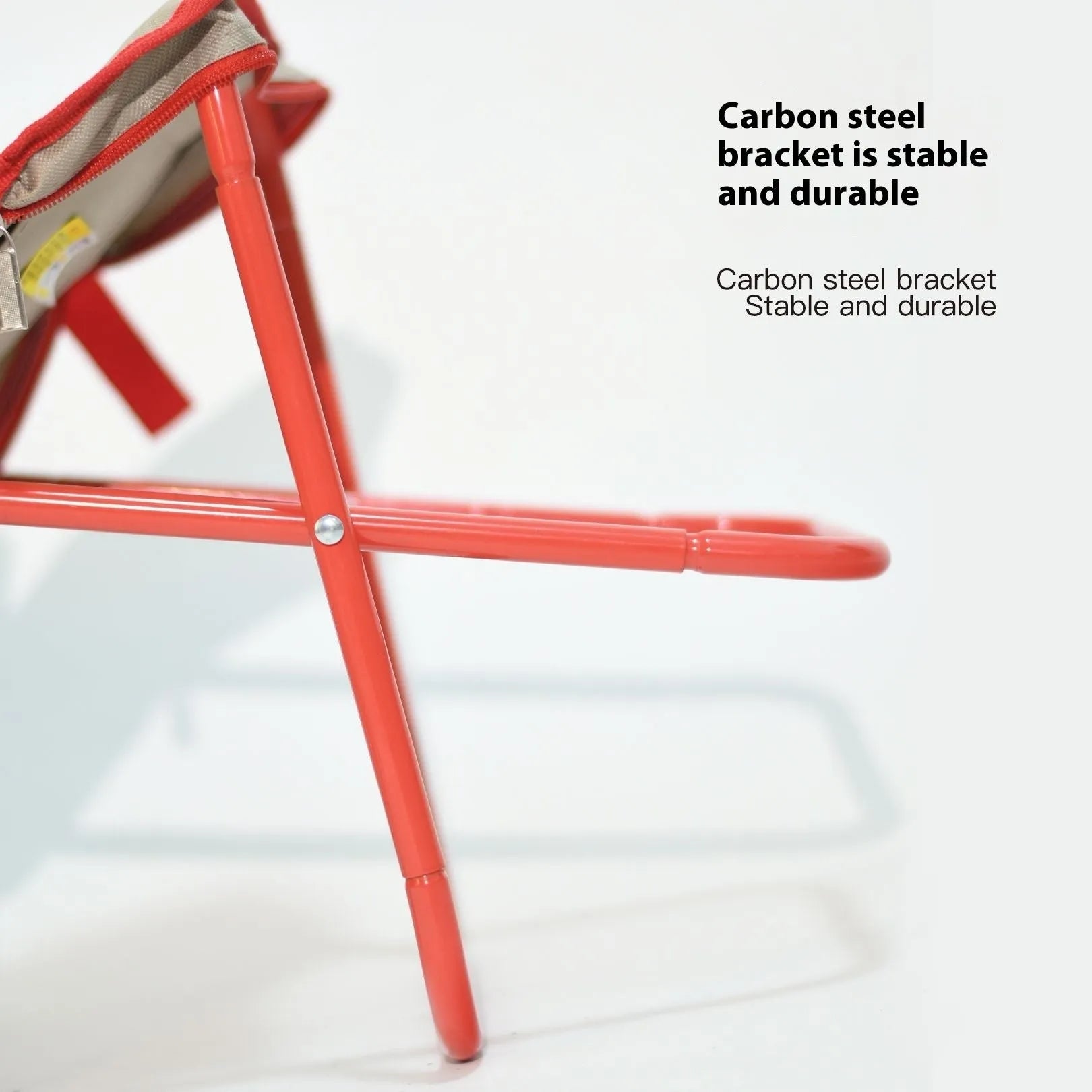 Foldable outdoor camp stool in oxford cloth shown in a khaki colour, folded compactly.