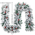 Artificial rattan Christmas garland with white flocking snow decoration in various lengths