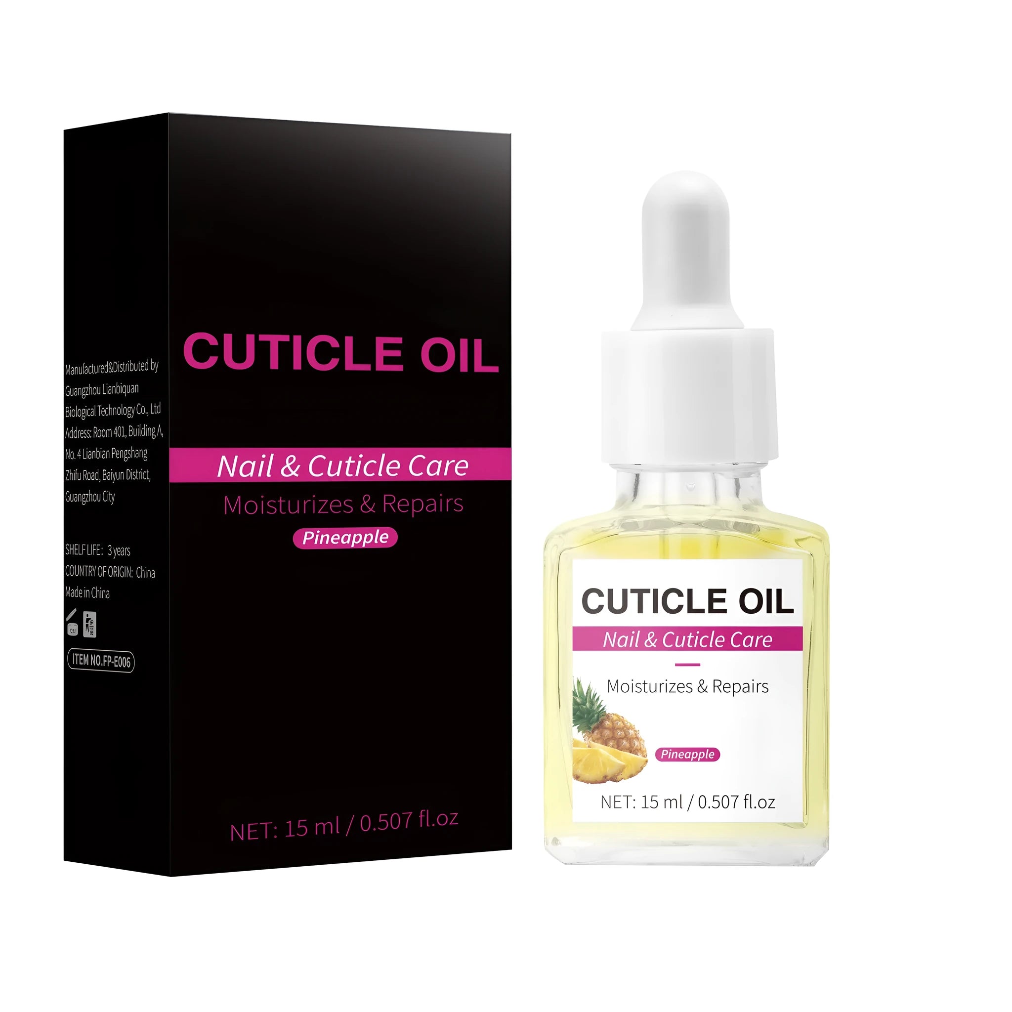 15ml cuticle oil bottle with brush applicator for nail care treatment