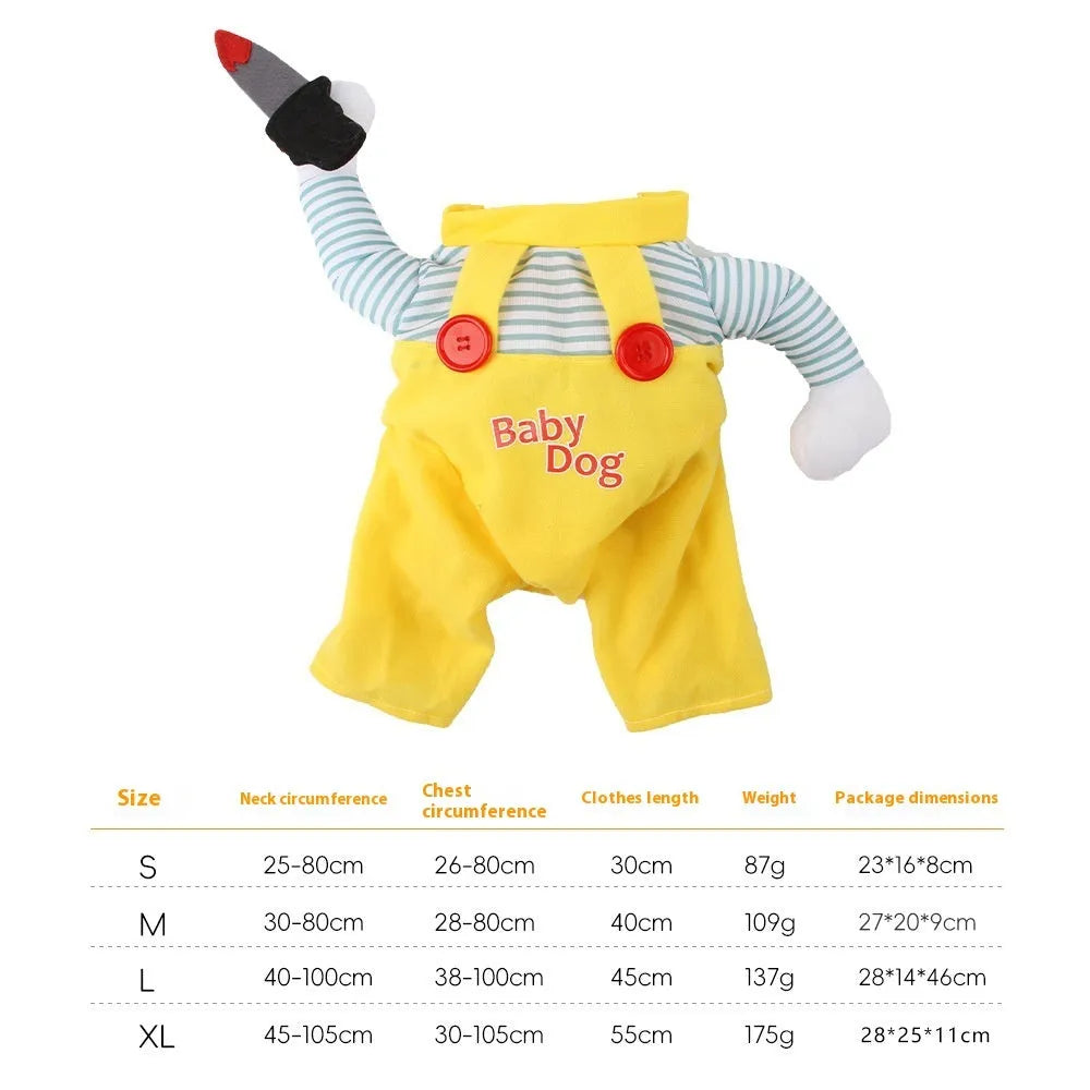 Yellow knife assassin costume for cats in polyester with four size options
