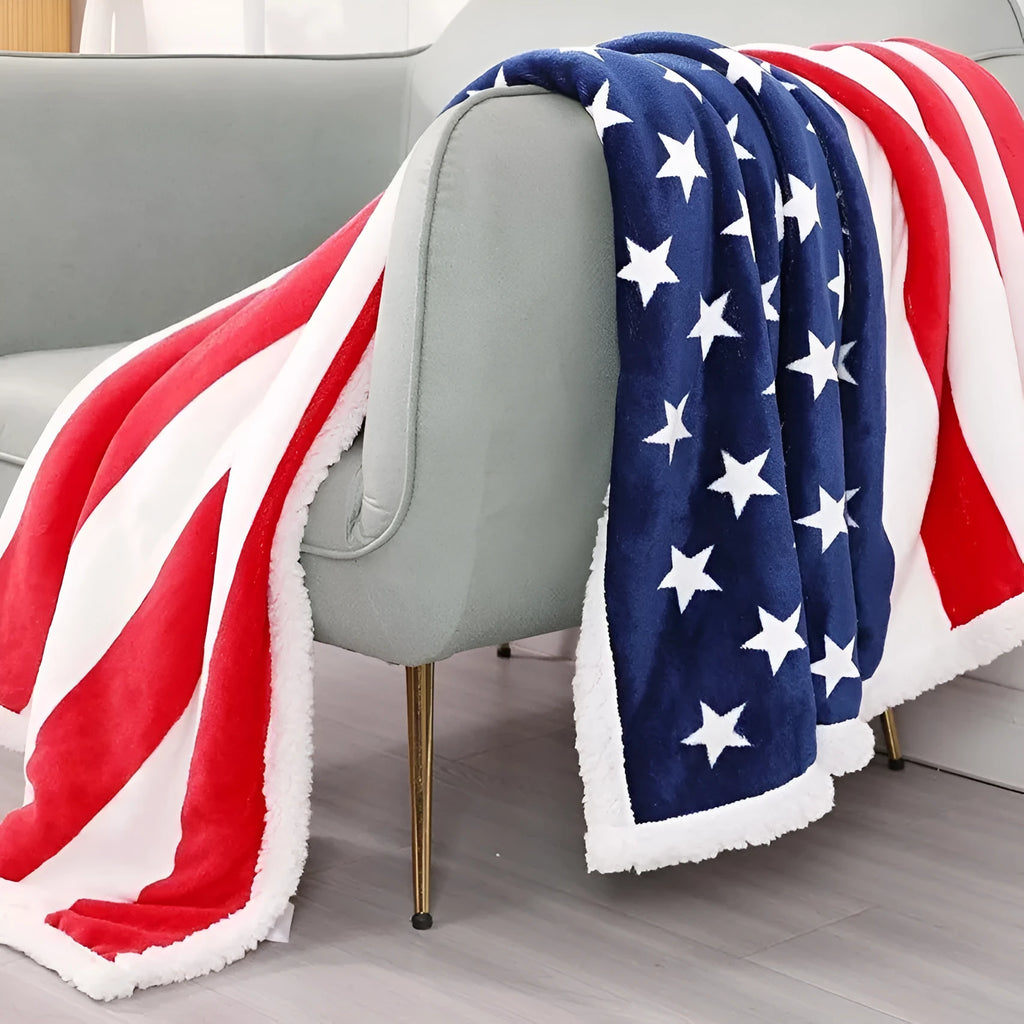 Striped polyester blanket in American style with three size options