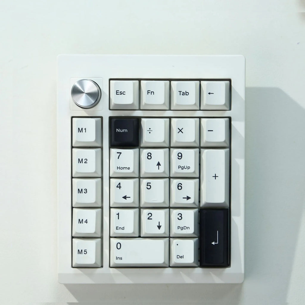Wireless mechanical numeric keyboard in black or white colour with Bluetooth and 2.4GHz wireless connectivity