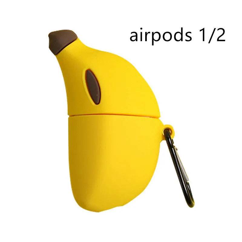 Bright yellow silicone protective case for Apple-compatible wireless Bluetooth headphones