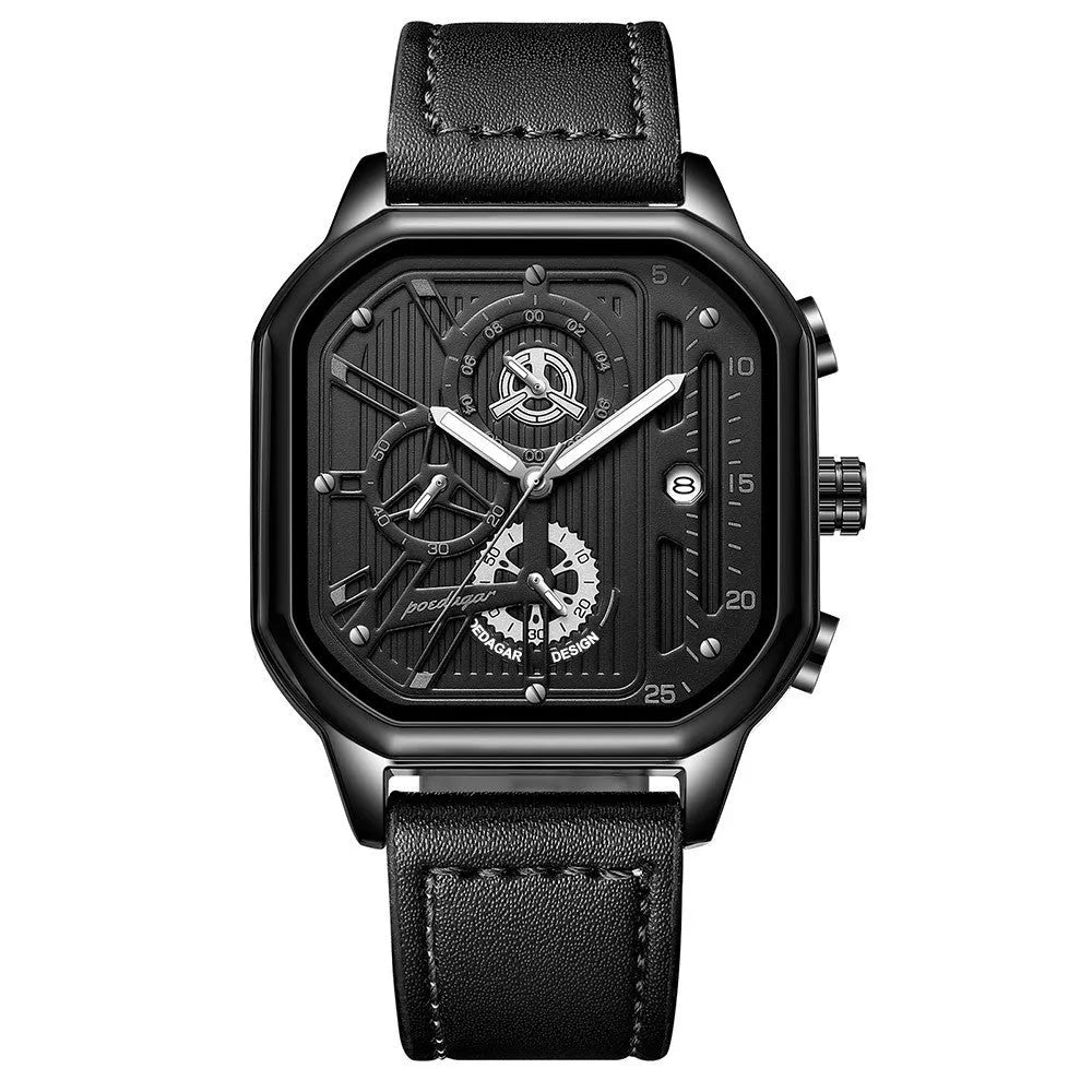 Men's belt style sports watch with quartz movement in 8mm thickness showing colour variations