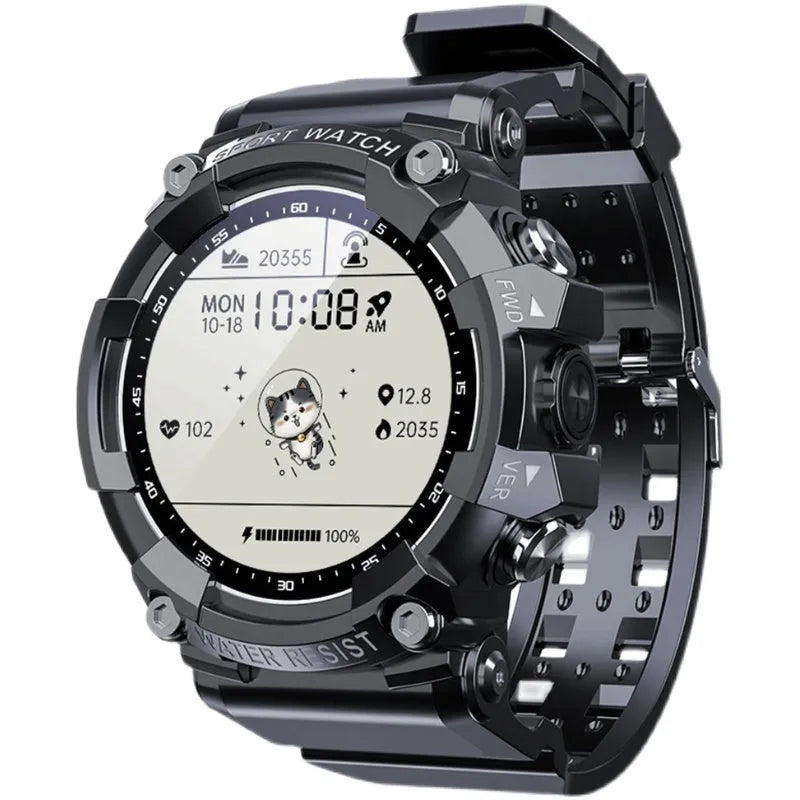 ATTACK 3 waterproof smart Bluetooth sports watch with round colour screen and TPU strap