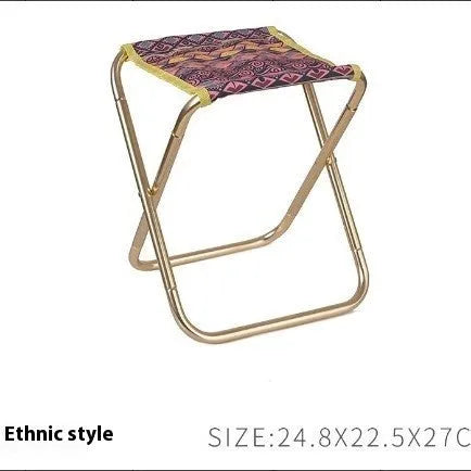 Black aluminium alloy folding stool in outdoor setting, shown in folded and unfolded positions.