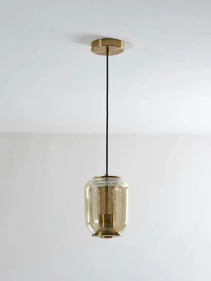 Nordic minimalist chandelier in transparent, cognac or smoky grey colour with 16cm diameter