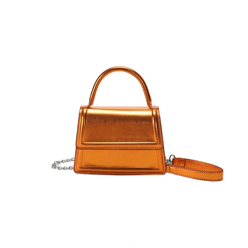 PU retro crossbody bag with horizontal square shape and sewing line details