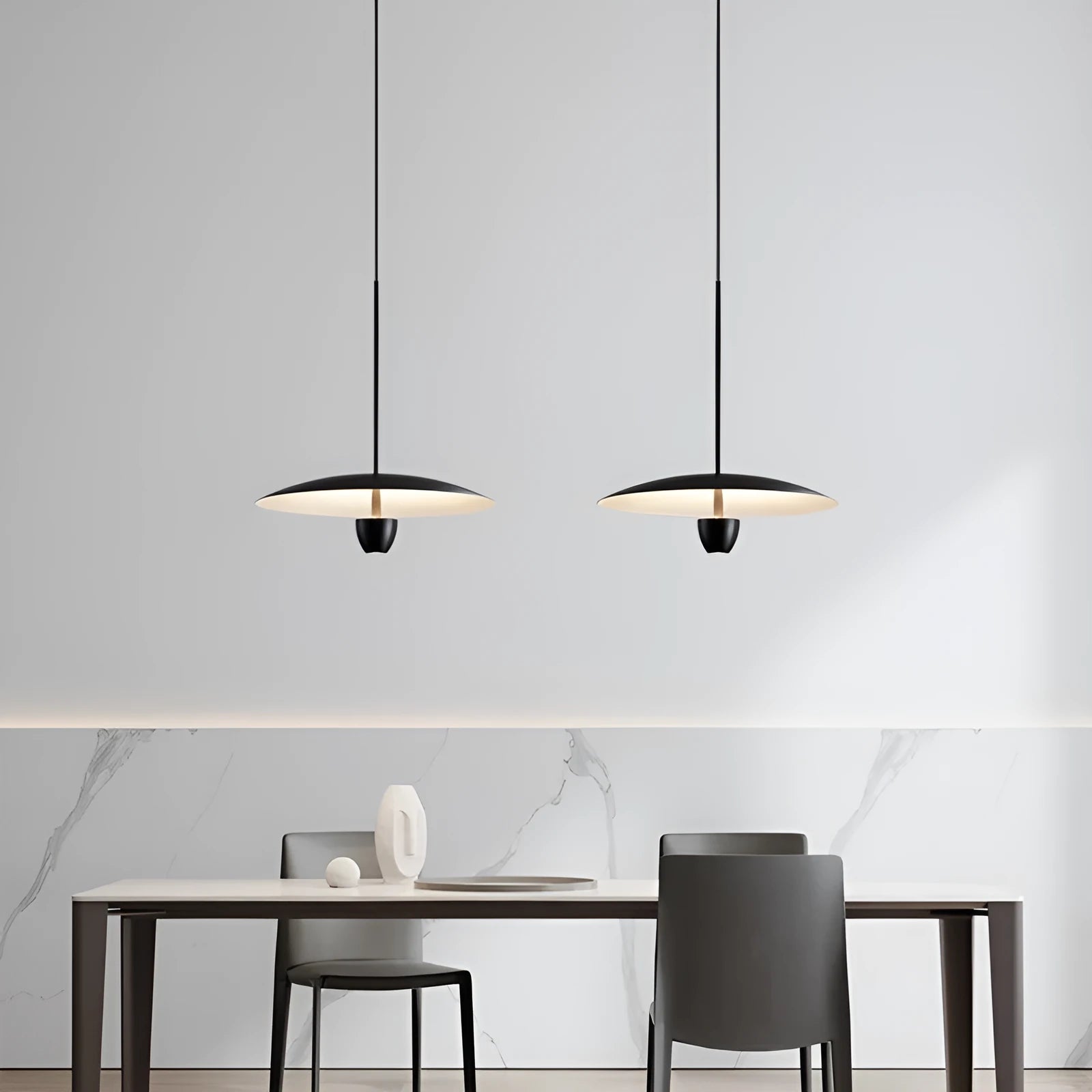 Black modern minimalist chandelier with 400mm size and warm light