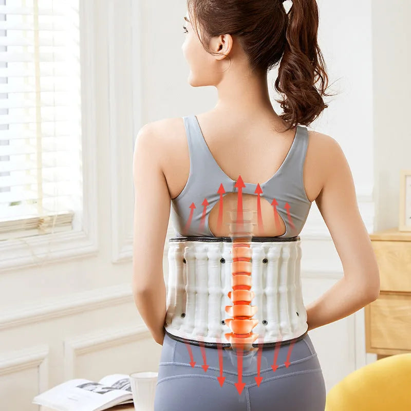Automatic inflation lumbar waist supporter in PU material shown in S and M sizes