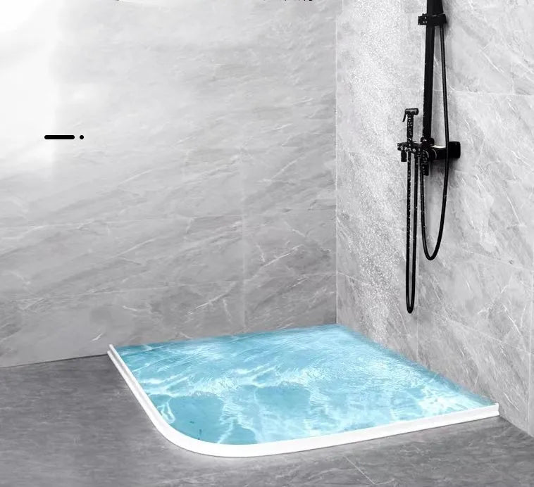 Flexible TPE bathroom water blocking strip in black, white, or grey colours for shower room wet-dry separation