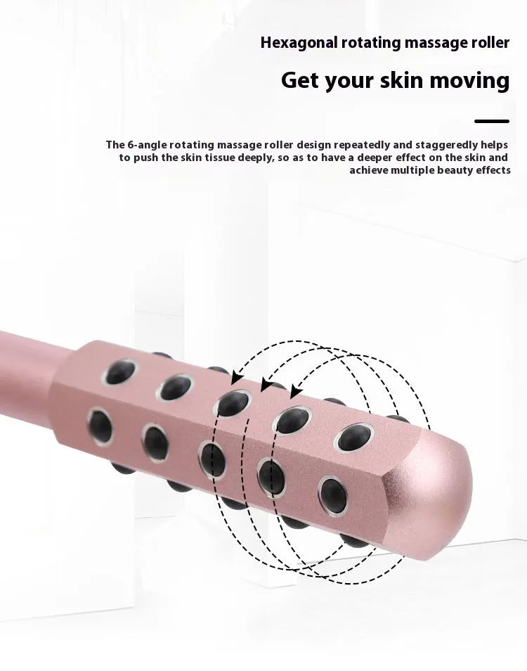 Purple germanium particles facial massage roller with 24 beads for eye area contouring