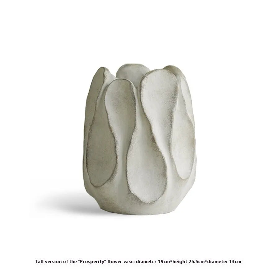 Ceramic irregular art vase for flower arrangements in low or high style magnesium clay construction