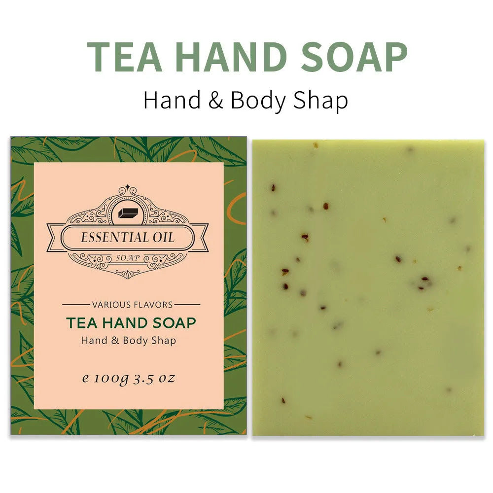 Frosted texture handmade essential oil soap bar in 100g size with natural appearance