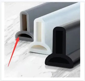 Flexible TPE bathroom water blocking strip in black, white, or grey colours for shower room wet-dry separation