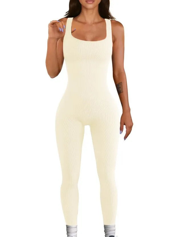 Women's spandex suspender tank top tights with waist design and long sleeves in multiple colour options