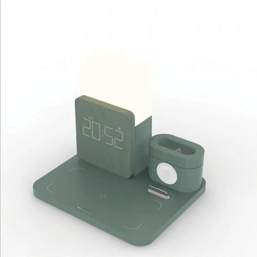 3-in-1 multi-function Qi wireless charger stand in dark green, light green, or black colours