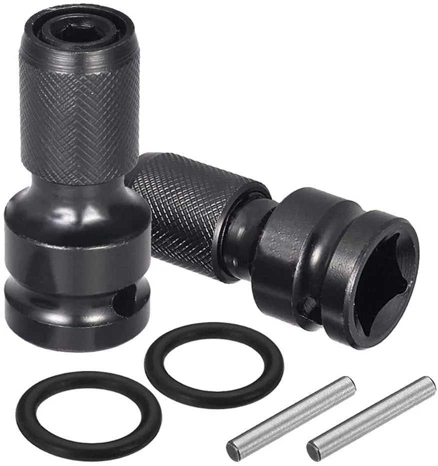 Steel telescopic bit holder with hexagonal handle for electric wrench, shown with extended sleeve.