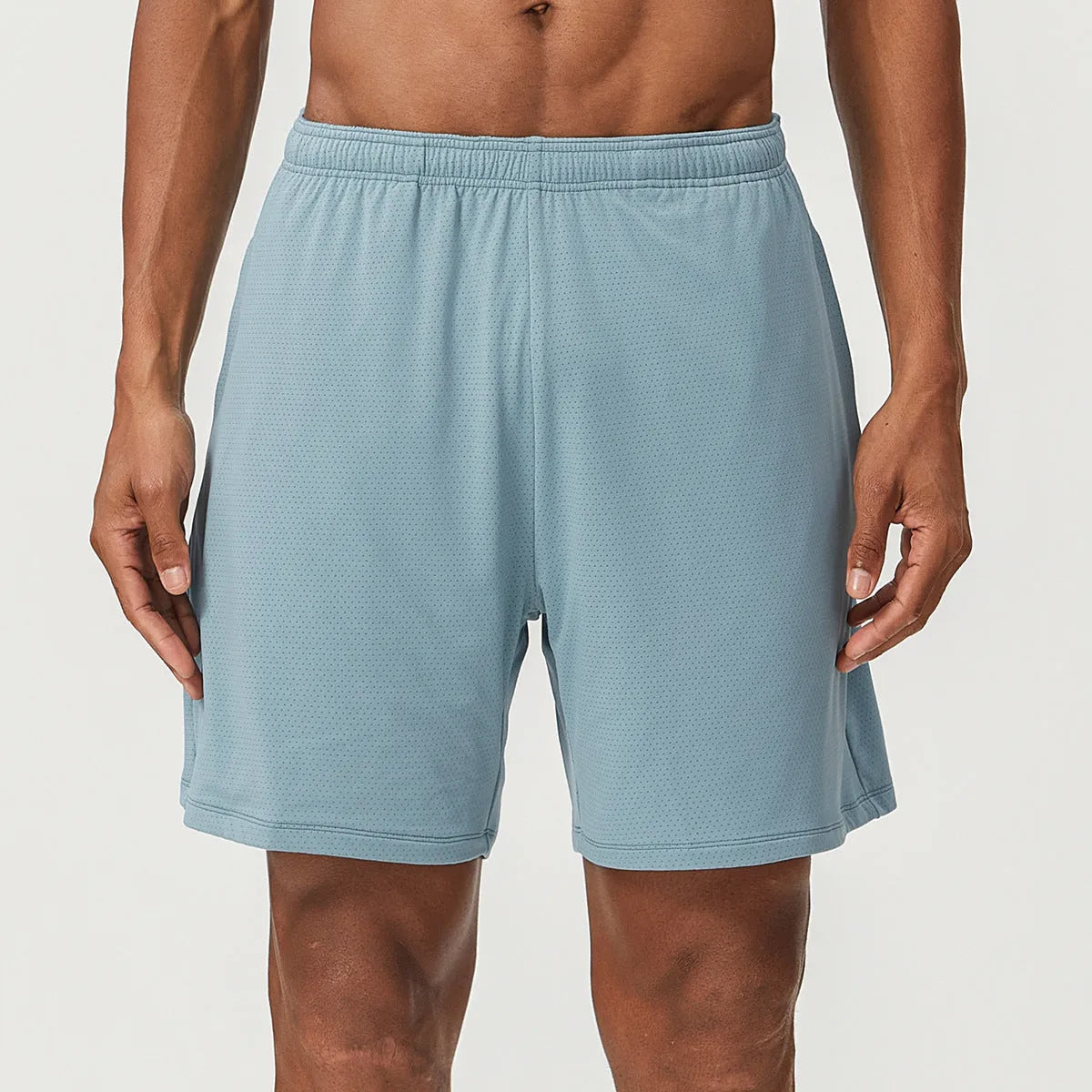 Men's quick-drying running shorts in seven colours with double-layer construction and moisture-wicking fabric