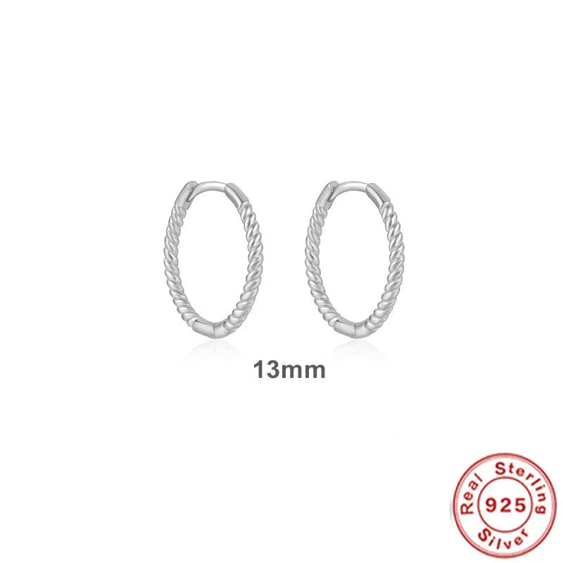 Sterling silver twisted hipster earrings in geometric round design with gold or platinum plating