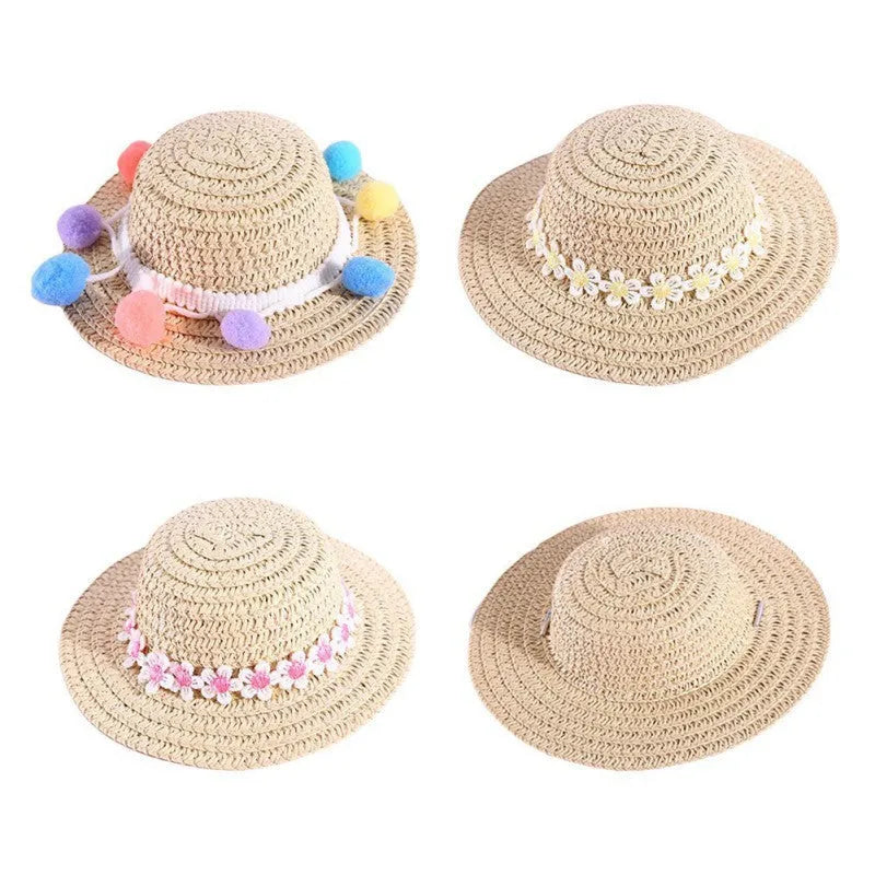 Handmade adjustable bowknot pet hat for dogs and cats in cartoon style with three size options