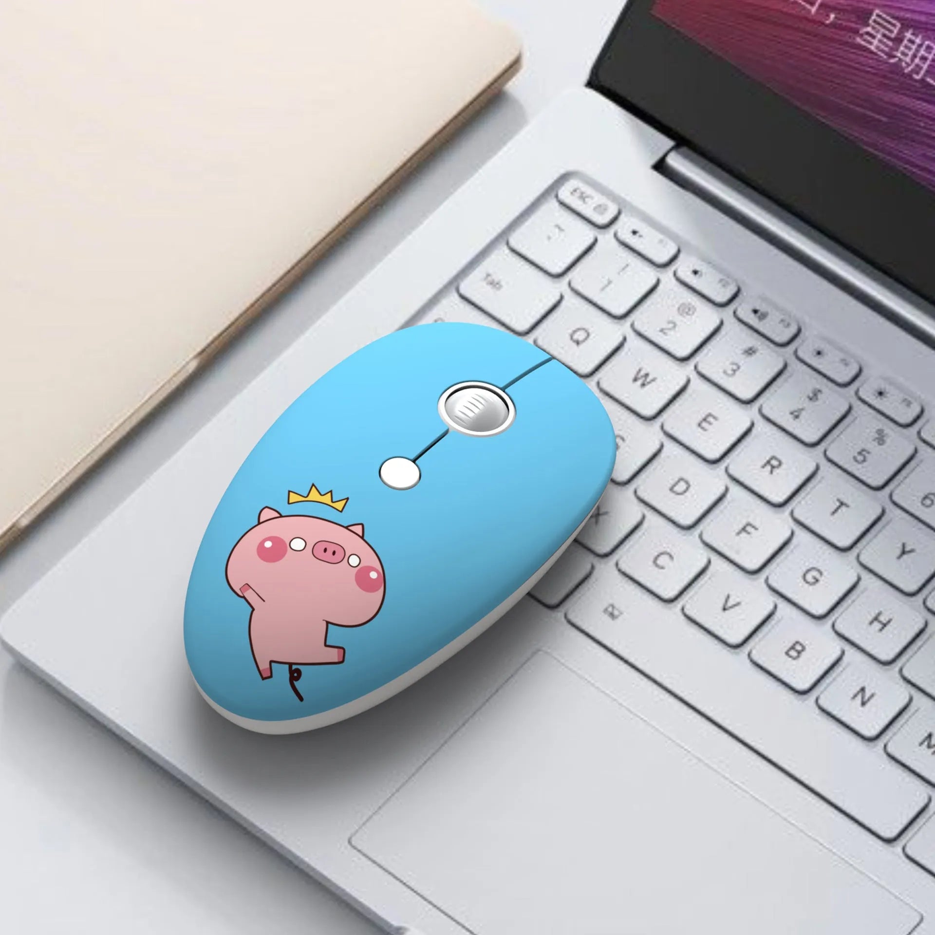 Cartoon wireless mini mouse for laptop in blue rabbit colour with USB receiver