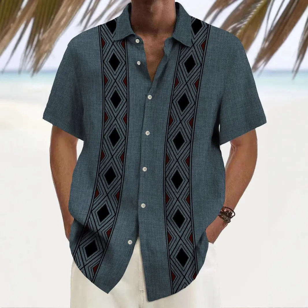 Multicolour printed loose fit men's casual shirt with cardigan style design