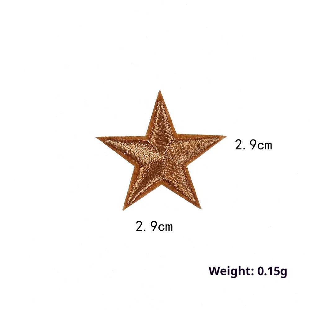 Colourful embroidered five-pointed star cloth stickers for DIY fabric decoration