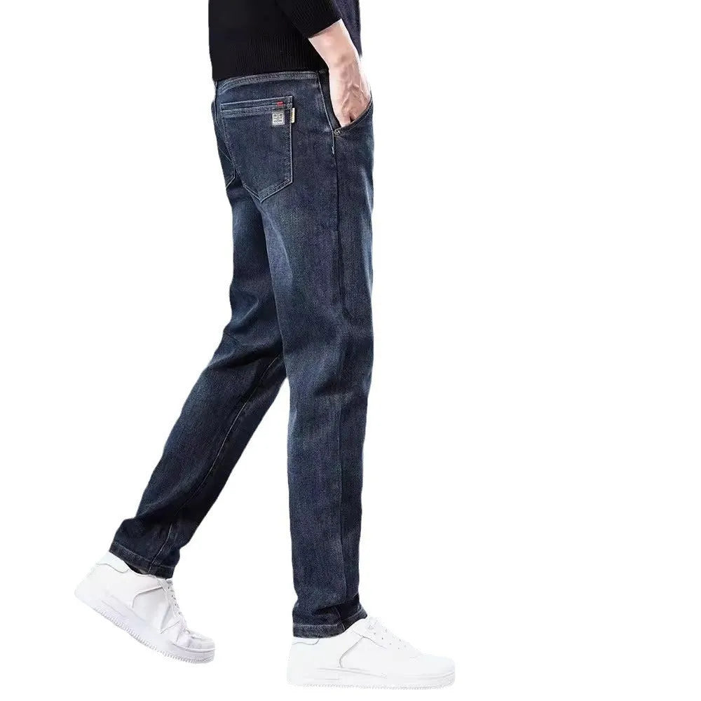 Slim straight casual trousers in blue grey colour showing mid waist design and pencil pants style