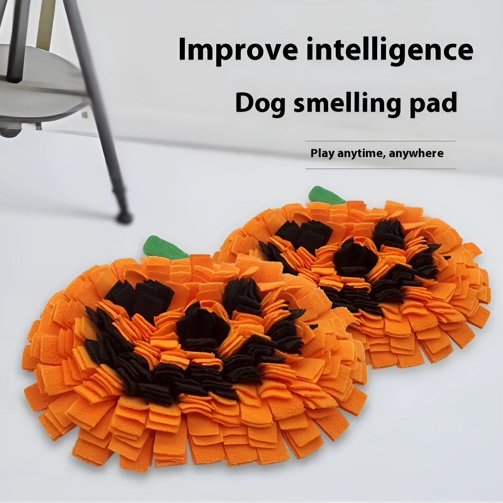 Orange pumpkin-shaped pet training mat for slow feeding and choking prevention
