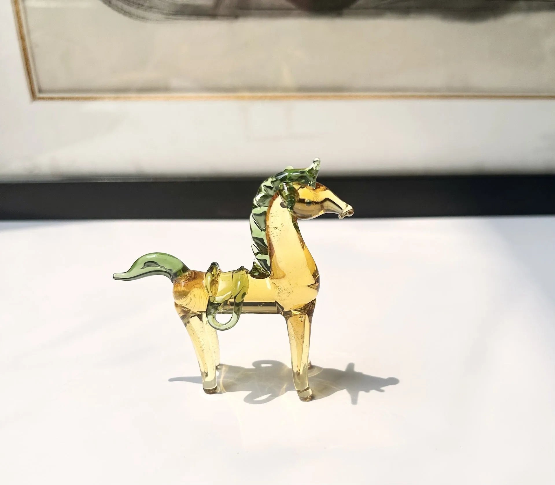 Glazed horse figurine decorative ornament in modern simple design with coloured glaze finish