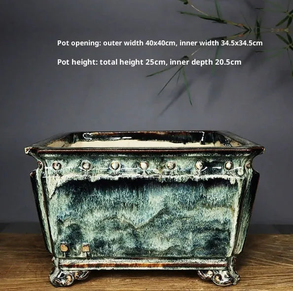 Large handmade ceramic flower pot with crackle glaze surface in white colour option for indoor plant display