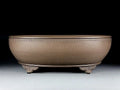 Handmade oval black mud green purple sand flowerpot, 50cm long classical planter.