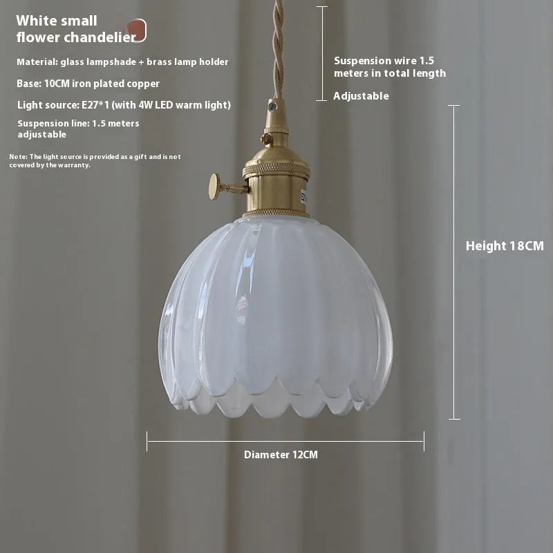 Vintage glass flower bedside chandelier in Nordic style with five colour options