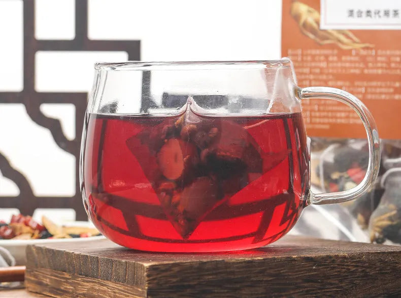 Bag of Ginseng Black Wolfberry Tea containing 40 individual 5g tea sachets, total 200g.