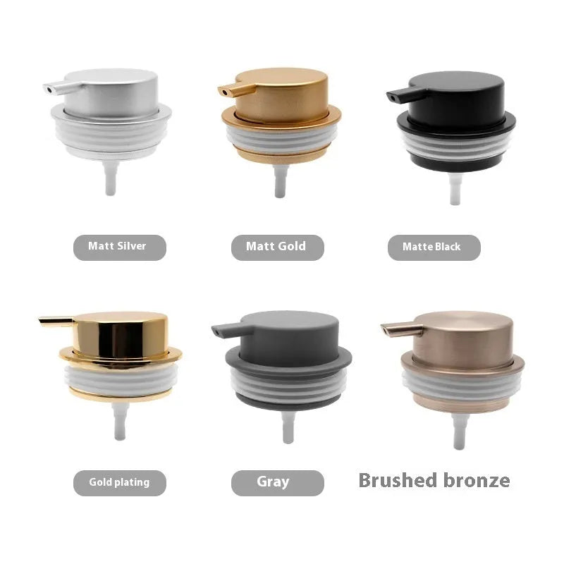 Large plastic foam pump dispenser for facial cleansers in a metallic gold finish