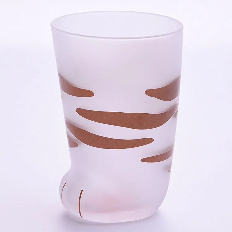Creative cat paw glass mug 300ml frosted heat-resistant coffee cup with cat claw shape