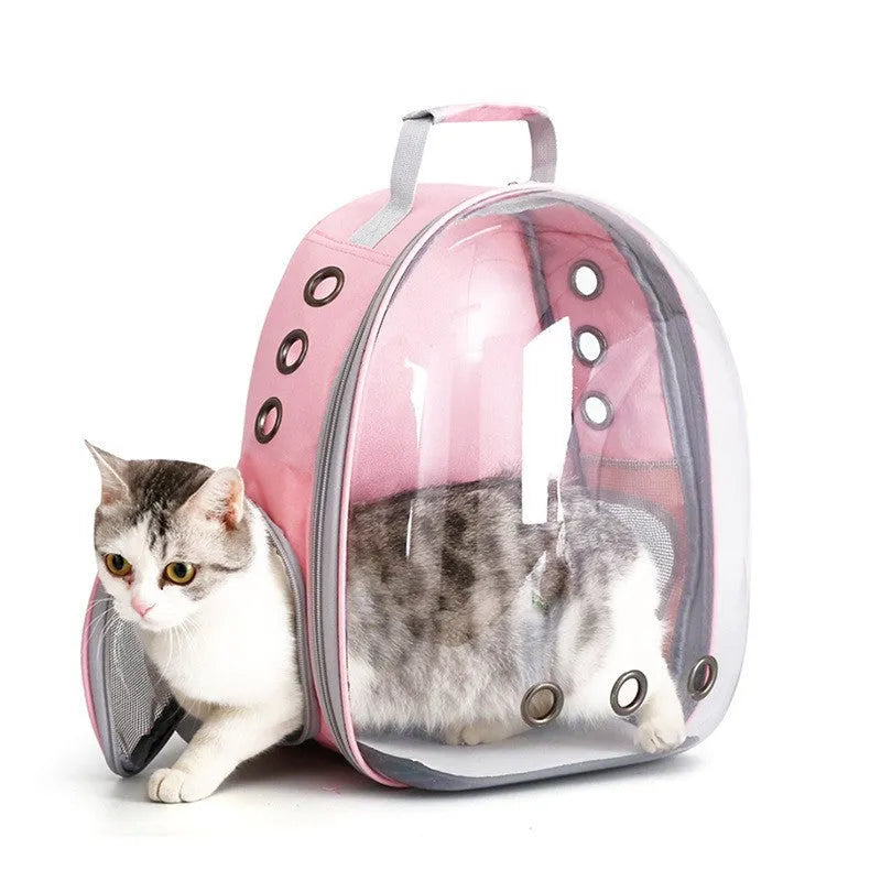 Grey PC hard-sided pet carrier bag with side-opening door, medium size for cats.