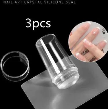 2.8cm covered nail art silicone stamp and scraper set for French manicure printing