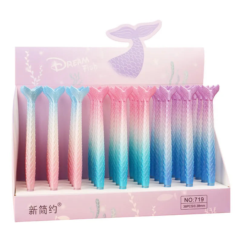 Cartoon mermaid themed pen with 0.38mm fine writing tip and plastic shell