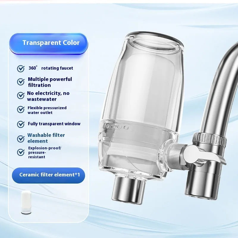 Ceramic faucet water filter replacement element for direct drinking water purification