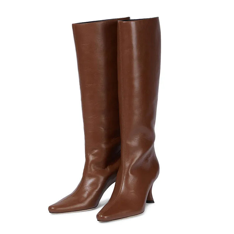 Women's square head cowboy boots in microfiber available in multiple colours including black, grey and patterned options